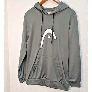 HEAD Brand LOGO Pullover Hoodie Sweatshirt‎ Mens Size SMALL Olive Green EUC